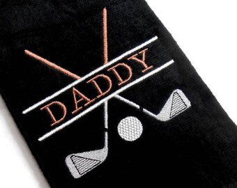 golf towel, gift for him, personalized gift, Father's Day, grandpa papa, daddy, uncle gift, custom name, embroidered golf, personalize golf