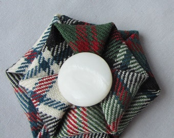 Scottish Clan MacDonald wool tartan brooch in dress, muted colours, Ready to ship, Scottish Clan pin