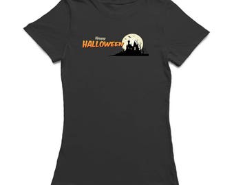 Happy Halloween Haunted House Women's Black T-shirt
