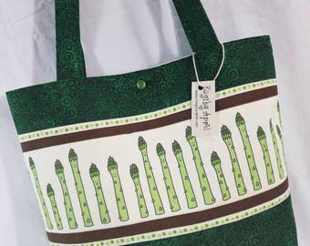 Happy Kawaii handbag Asparagus Veggie Faces purse tote Bags by April
