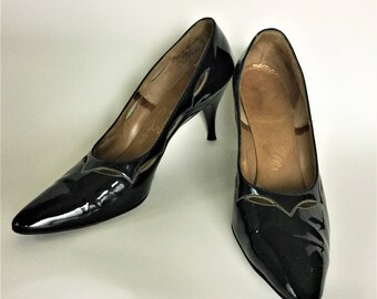 Vintage Exclusive with J. Miller Black Patent Leather Pumps