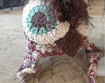 READY TO SHIP - Crocheted Owl Ski Cap