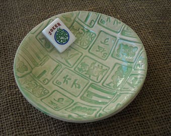 Mahjong Bowl - Green Mahjong Pottery - Mahjong Gift - Oriental Bowls -Oriental Pottery - Gift Idea - Mahjong Tableware