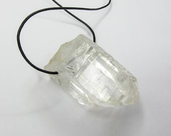 No.3 - Natural Quartz Crystal Point Necklace on Leather Thong