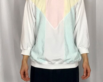 Pastel Dream 1980s Dolman Sleeve Sweater