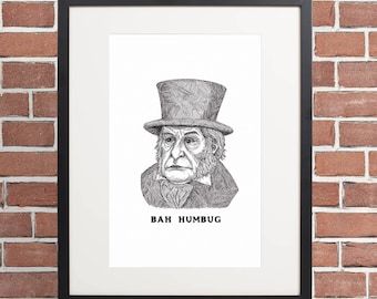 Bah Humbug - Ebenezer Scrooge - 8.5" x 11" Fine Art Print