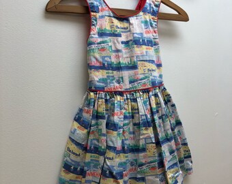 Kids 1990s Osh Kosh Sun Dress Vintage Girls Cotton Print Dress Children's Size 5 Years