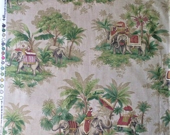 P. Kaufmann Magical Kingdom Elephant Jungle Print Upholstery Fabric Material Remnant - 55 X 78