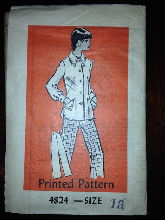 Anne Adams 70s Mail Order Sewing Pattern 4824 Misses Jacket and Pants Size 18