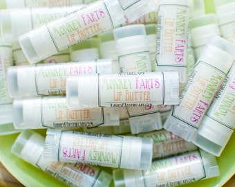 Monkey Farts Lip Balm - chapstick- Lip Butter, Kids chapstick - color free -banana kiwi watermelon