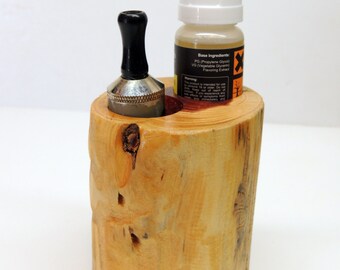 Solid Cedar Wood APV E Cigarette and Liquid Holder ~ Aromatic Cedar Ecig stand, Vapor Stand for car or home