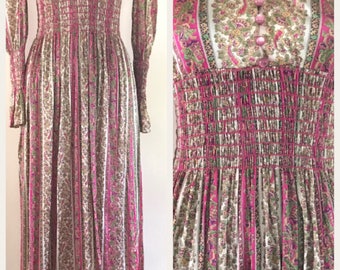 Vintage Paisley Maxi Dress Size Small
