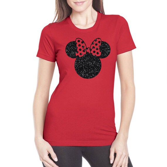 Glitter Minnie Mouse Shirt Red Minnie Shirt Adult Disney