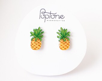 Pineapple Earrings, tropical pineapple fruit studs, pineapples jewelry, fruit stud earrings