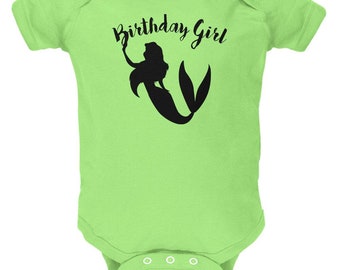 Birthday Girl Mermaid Soft Baby One Piece