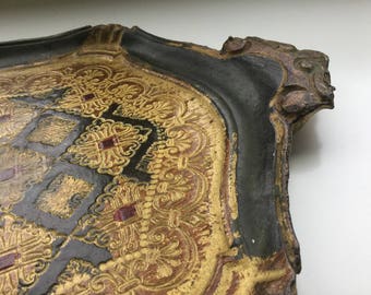 Vintage, Italian, Florentine, Tray, Vanity Tray