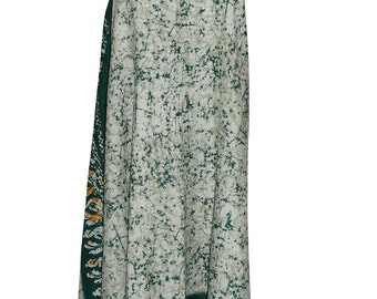 Green Up Cycled Sari Maxi Skirts Two Layer Reversible Printed Multi Wear Beach Cover Up Dress