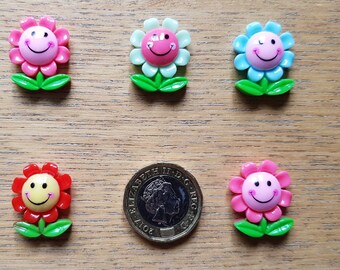 set of 5 resin flowers