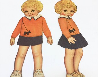 VINTAGE SCOTTIE DOG Sweater Paper Dolls - Scotty Dog - Black Scottish Terrier - Vintage Paper Dolls