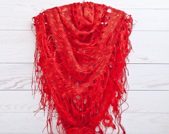 Red Lace Shawl, Summer scarf, Fashion Scarf, Valentines Day Gift Ideas, Many color variations