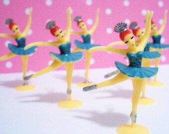 12 Mini Ballerina Cupcake Topper Black Hair Only