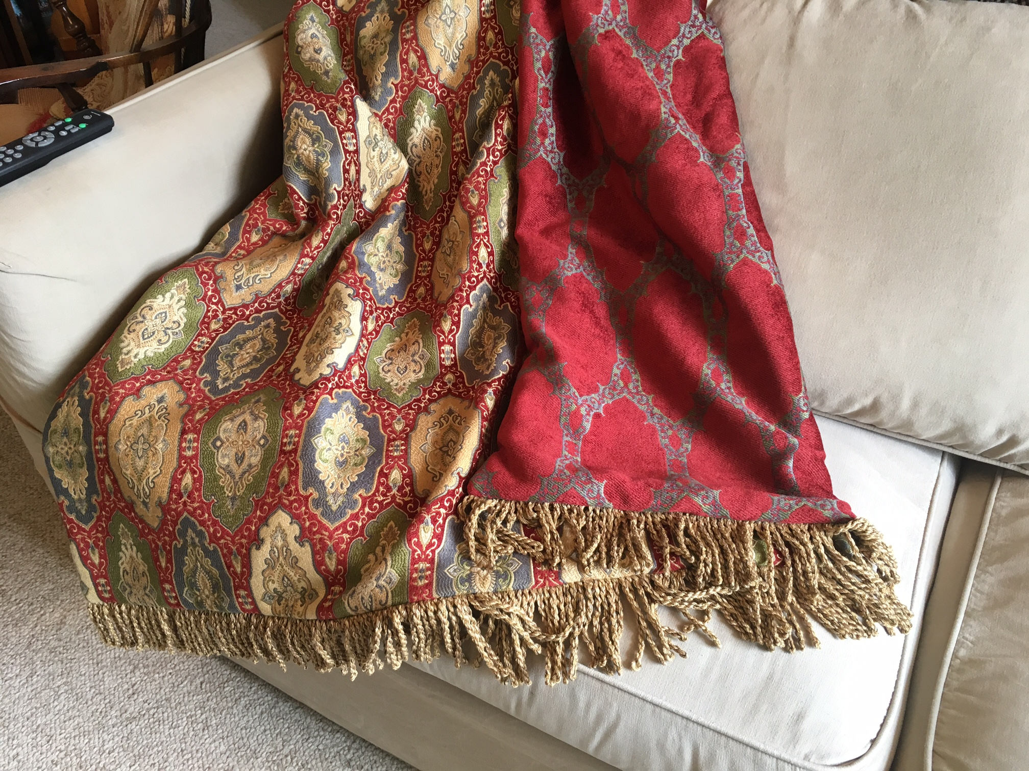 Tapestry Throw Blanket Royal Red Medallions European Manor