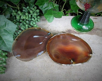 Set of 2 Brazilian Agate Coasters With Cork Bottom, Stone Coasters, Rock Coaster, quartz coasters. cstr11f