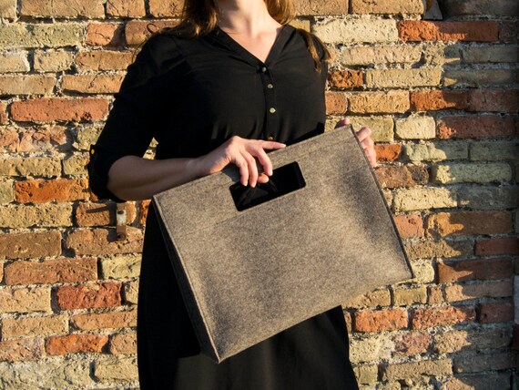 Wool Felt HANDBAG / grey bag / grey handbag / wool felt bag / minimalist bag / made in Italy
