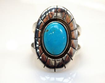Sterling Silver Oval Turquoise Ring
