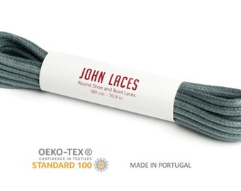 Round waxed cotton shoelaces 180cm (70.9in) – Gray