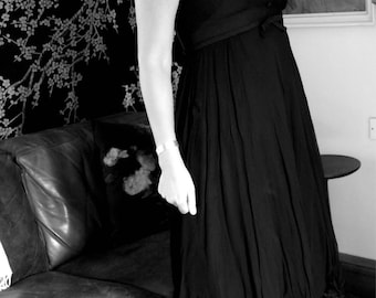 Black babydoll 1960s dress with chiffon skirt