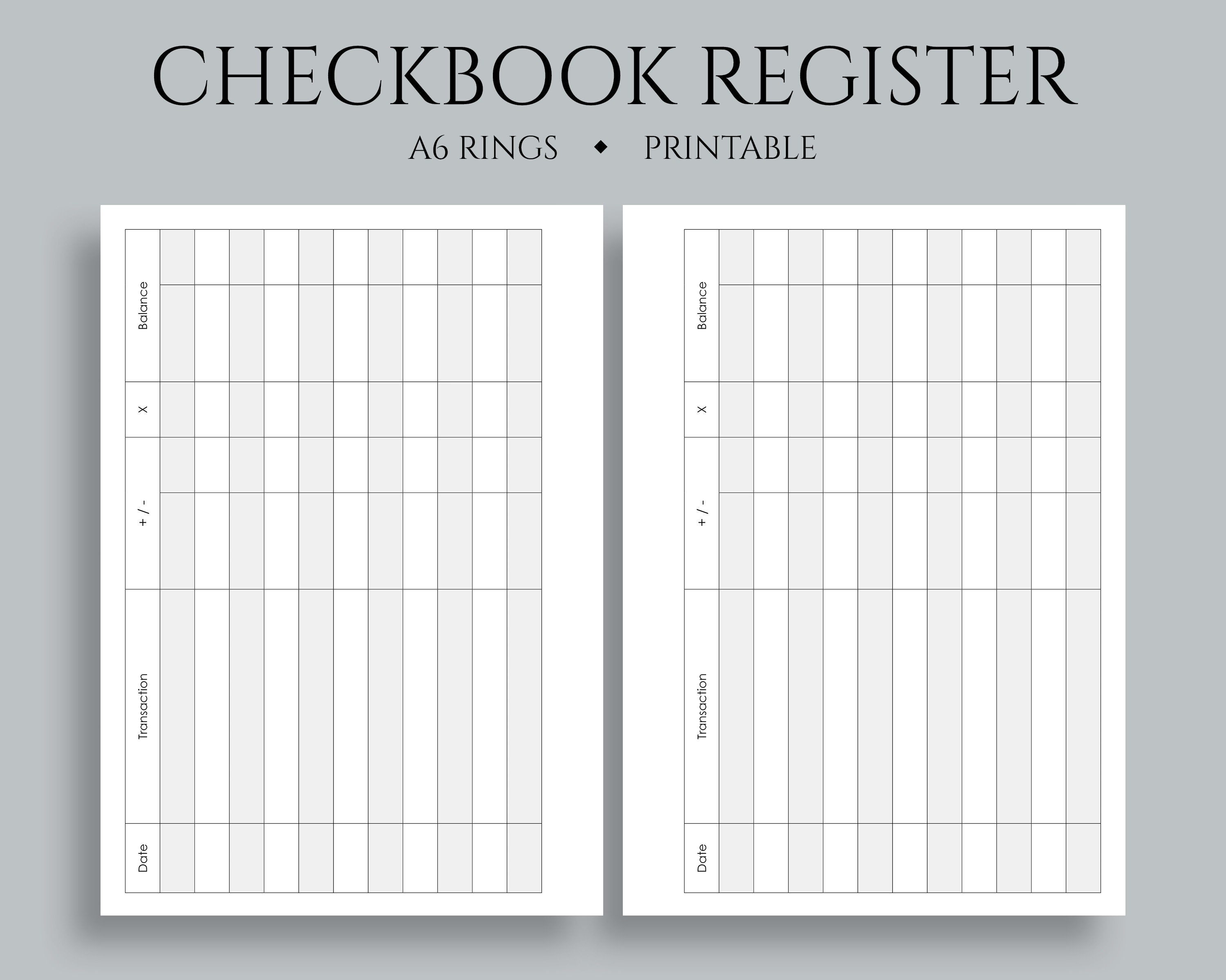 check register printable planner
