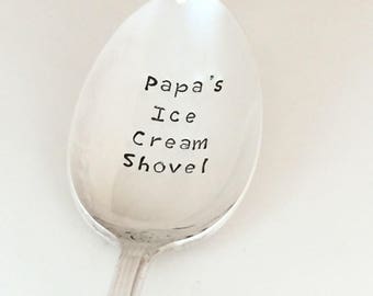 Custom Ice Cream Shovel Spoon - Father's Day Spoons - Grandfather Spoon - Dad's Spoon - Vintage hand stamped spoons - Engraved gift - Papa's