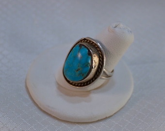 Southwestern, Navajo Inspired Silver and Turquoise Ring