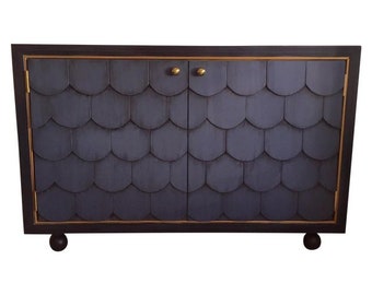 Blue Scalloped Buffet Cabinet