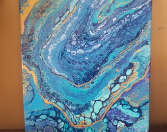 Abstract agate painting. Dirty pour/fluid pour