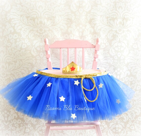 Inspired By Wonder Woman Superhero High Chair Tutu In Red