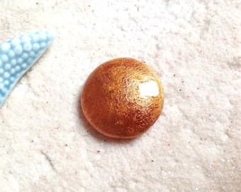 Cabochon 30mm gold copper iridescent / hand painted round /cabochon magnifying glass / pendant round glass resin