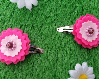 Felt flower hair clips (1 pair) by Sausage Cats