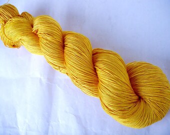 Silk yarn, hand dyed silk yarn, lace yarn, yellow silk, weaving yarn, hand painted silk yarn, SAFFRON, 3.5oz/830yds, 100g/750m, 100% silk