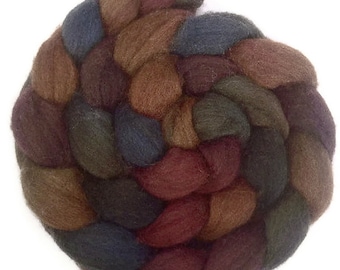 Handpainted Dark BFL Wool Roving - 4 oz. BOUNTIFUL - Spinning Fiber