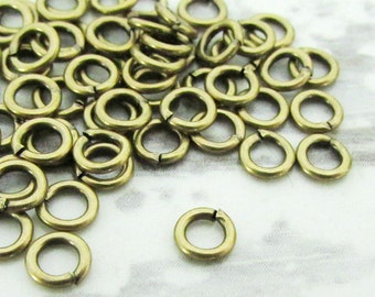 100pcs, 4mm Brass Jump Rings, 20ga, Oxidized Brass Jump Rings, Antique Gold Jumprings, Connectors, Round Jump Rings, Open Jumprings