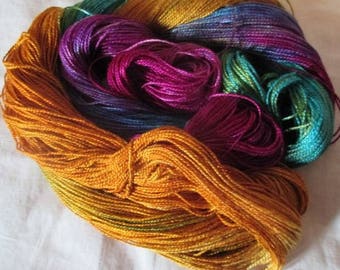 Hand dyed Tencel Yarn - 4/2 Tencel Lace Wt. Yarn BERRY RUM - 420 yards