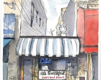 Al's Breakfast--ORIGINAL WATERCOLOR PAINTING