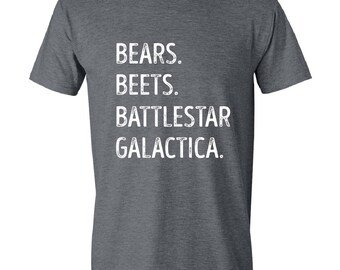 The Office, Bears, Beets, Battlestar Galactica, Mens T-Shirt, Funny quotes, Tv Show, Mens, GRAY.