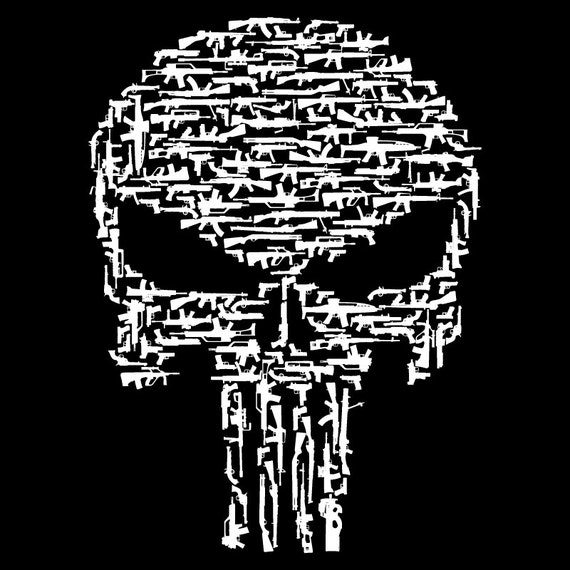 Download Black Punisher Style Gun Skull Short Sleeve Shirt