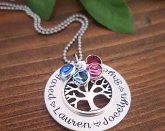 Personalized Family Tree Necklace | Birthstone Necklace | Family Tree Necklace Mom | Grandmother Necklace | Mommy Necklace | Gift For Mom