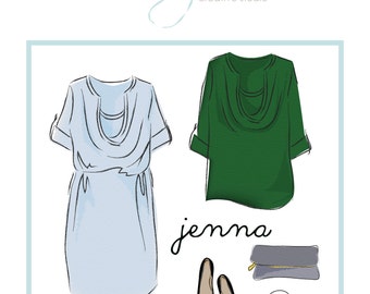 Maternity top / nursing dress pattern: Jenna cowl-front dress maternity pattern, PDF