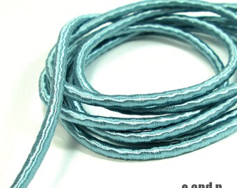 Wrapped silk cord, satin cord, blue grey, 2 meters