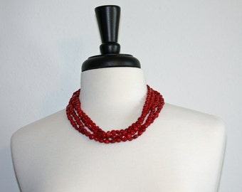 Chunky Red Coral Necklace with Sterling Silver, Chunky Red Necklace, Coral Necklace, Red Necklace